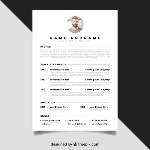 Curriculum template with minimalist style