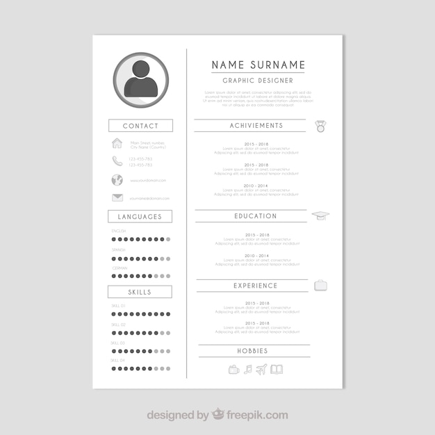 Vector curriculum template with minimalist style