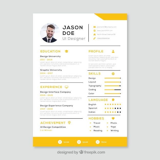 Curriculum template with minimalist style