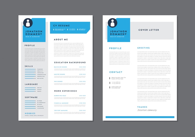 Curriculum vitae cv riprendi template design | dettagli personali per la domanda di lavoro