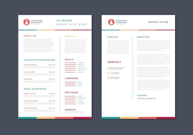 Curriculum vitae cv riprendi template design | dettagli personali per la domanda di lavoro