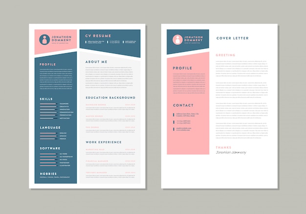 Curriculum vitae cv riprendi template design | dettagli personali per la domanda di lavoro