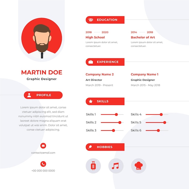 Vector curriculum vitae with bio about yourself