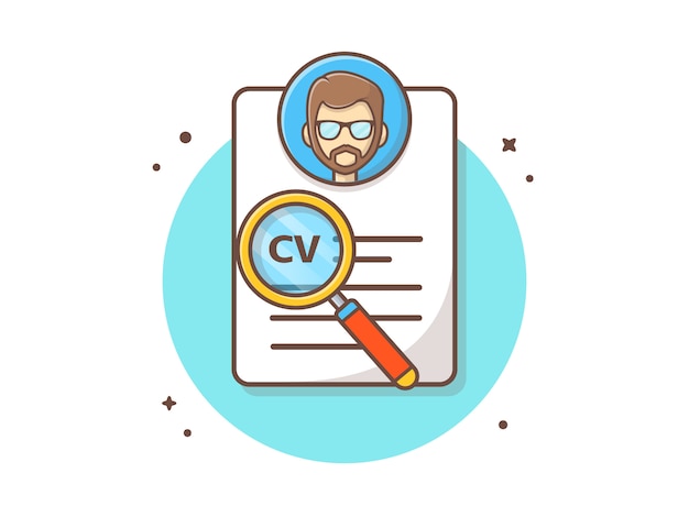 Curriculum Vitae With Character Vector  Illustration