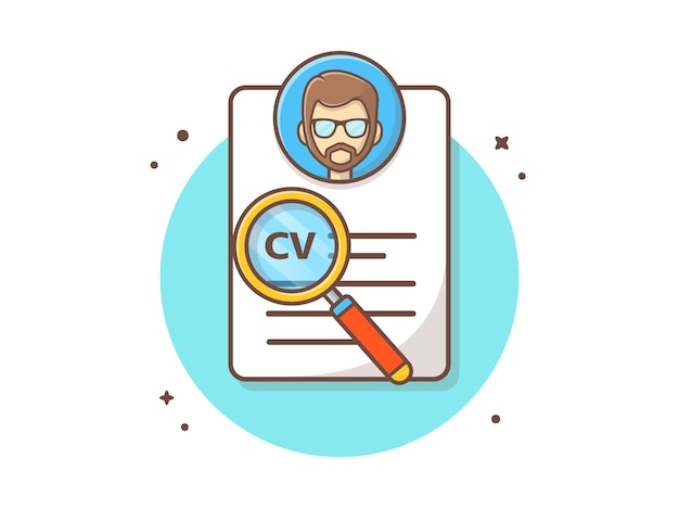 Curriculum vitae con illustrazione vettoriale carattere