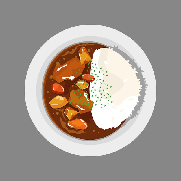 Illustrazione grafica vettoriale del riso al curry