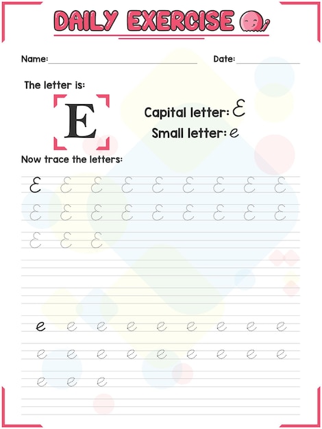 Vector cursive alphabet letter tracing practice and handwriting exercise for kindergarten school kid