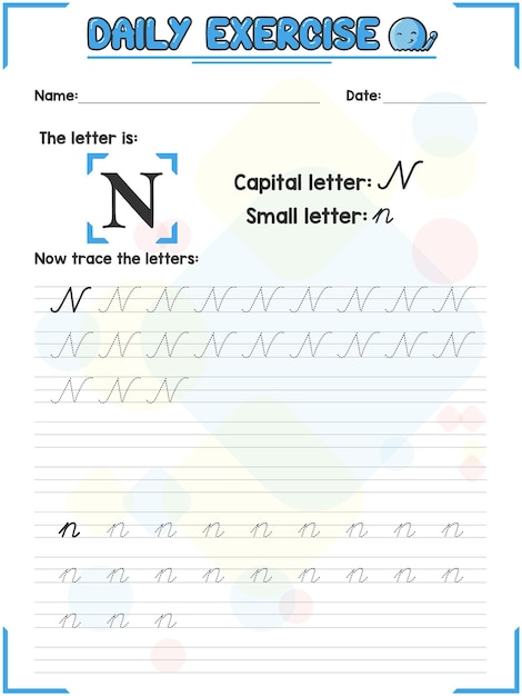 Cursive Alphabet Letter Tracing Practice and Handwriting Exercise for Kindergarten School kid