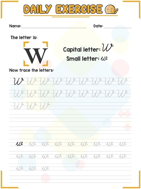 Cursive Alphabet Letter Tracing Practice and Handwriting Exercise for Kindergarten School kid