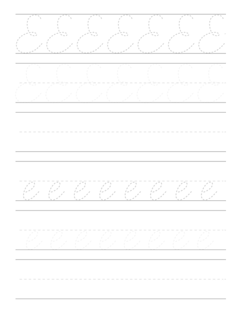 子供のための筆記体手書き練習ワークシート