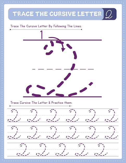 Cursive handwriting uppercase letter alphabet tracing practice worksheet with arrow direction Q