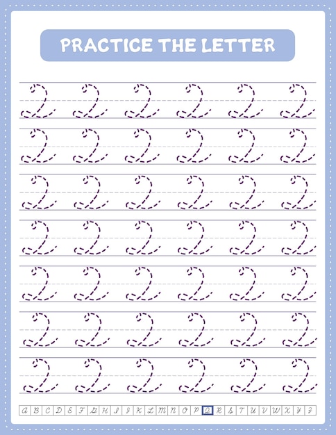 Cursive handwriting uppercase letter alphabet tracing practice worksheet with arrow direction q