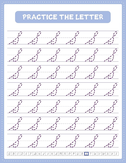 Cursive handwriting uppercase letter alphabet tracing practice worksheet with arrow direction S