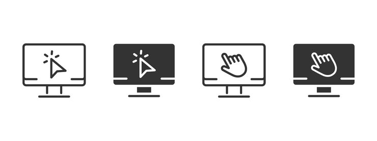 ਵੈਕਟਰ cursor click icon computer screen with mouse pointer and hand interaction vector illustration desktop navigation and user interface symbol web click and digital selection sign