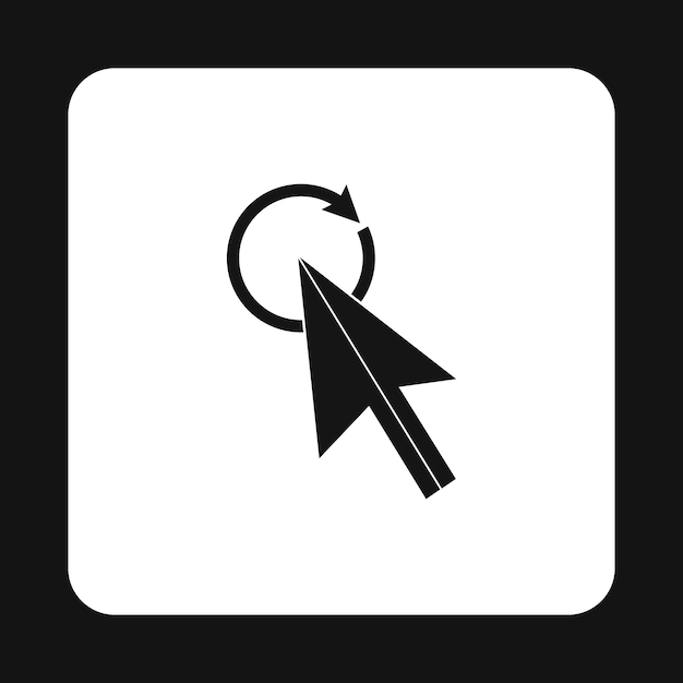 Cursor clicks on update icon in simple style isolated on white background Computer and internet symbol