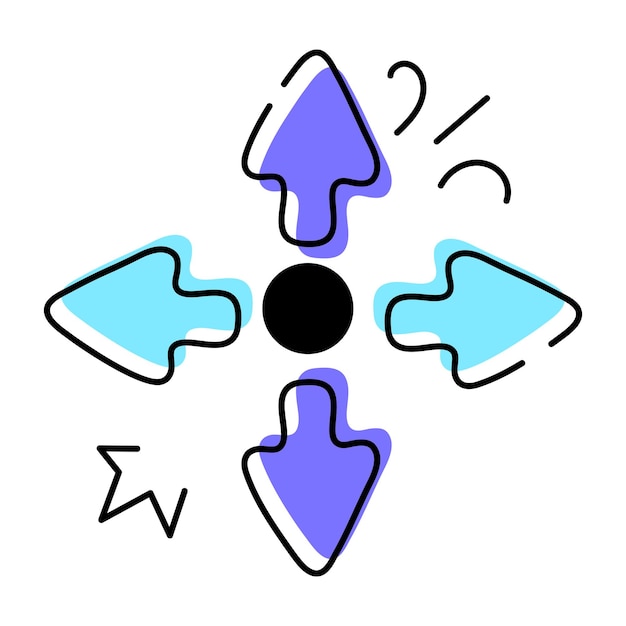 Cursor controls hand drawn icon