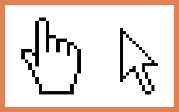 Cursor icons hand arrow pixel vector illustration