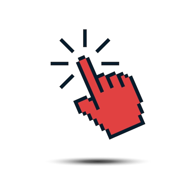 Cursor Pointer Icon Template Click Finger Pixel Illustration Design