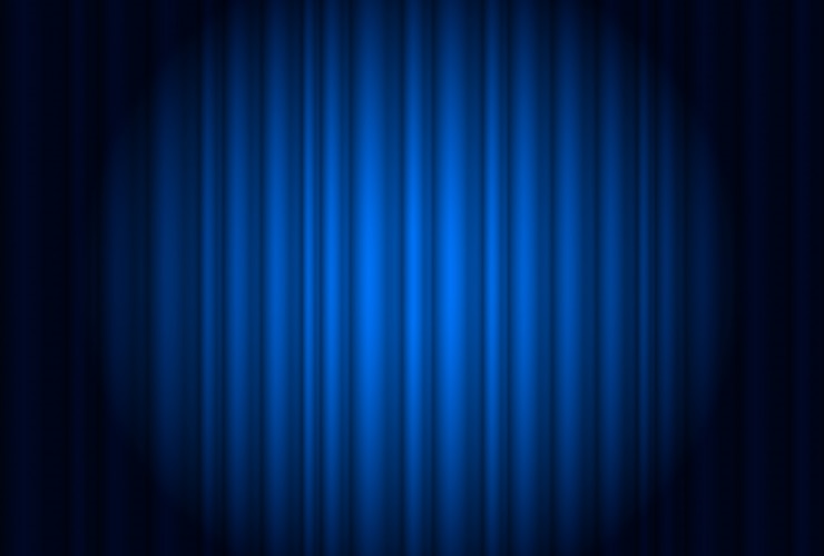 Vector curtain from the theatre with a spotlight