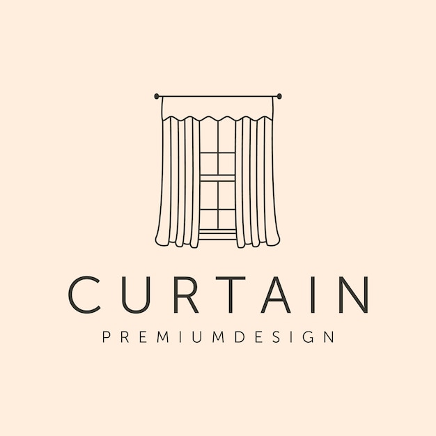 Curtain icon line art logo vector symbol illustration design