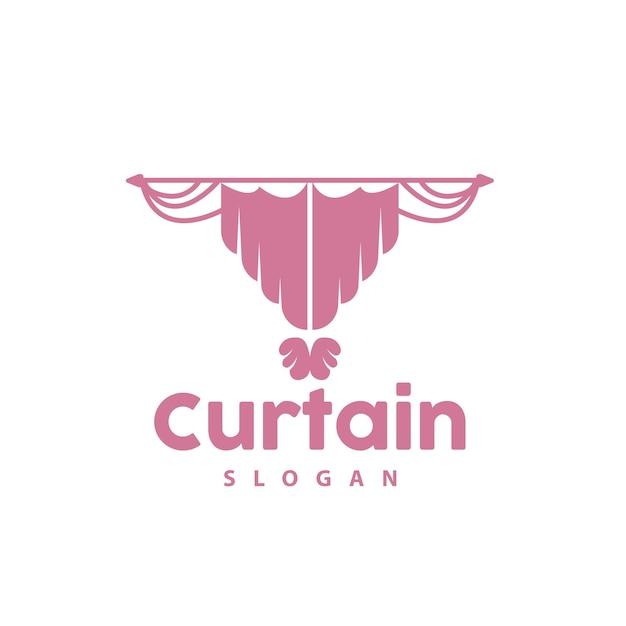 Curtain Logo Home Interior Simple Design Furniture Window Curtain Vector Illustration Symbol Icon