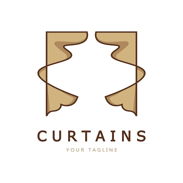 curtain logo illustration templatefor Theater homehotel and apartmentfurniturebadge