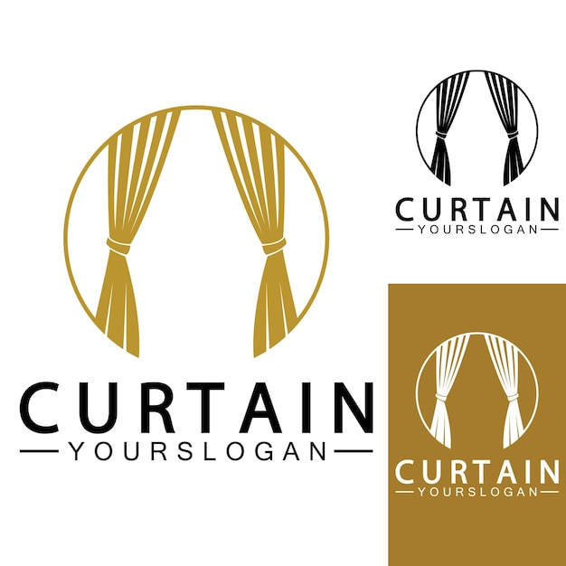 Curtain logo vector illustration design template