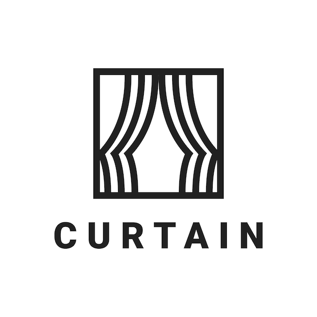 Curtain minimalist and elegant logo design for interior business