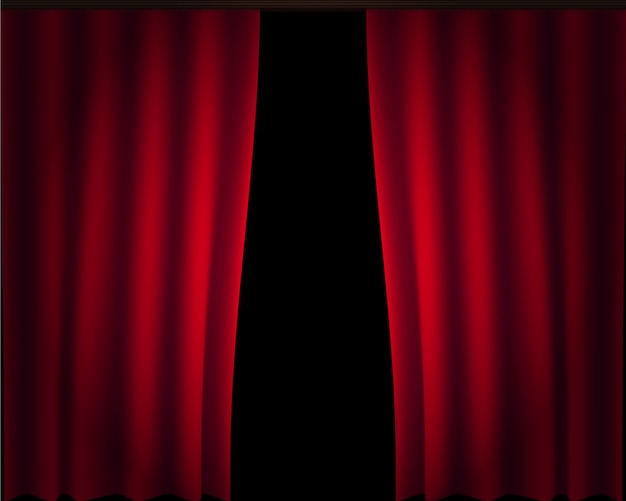 Curtain stage big set vector. Rode zijden gordijnen