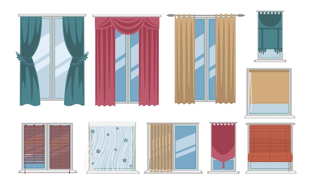 Вектор Шторы и портьеры на окна дизайн интерьера