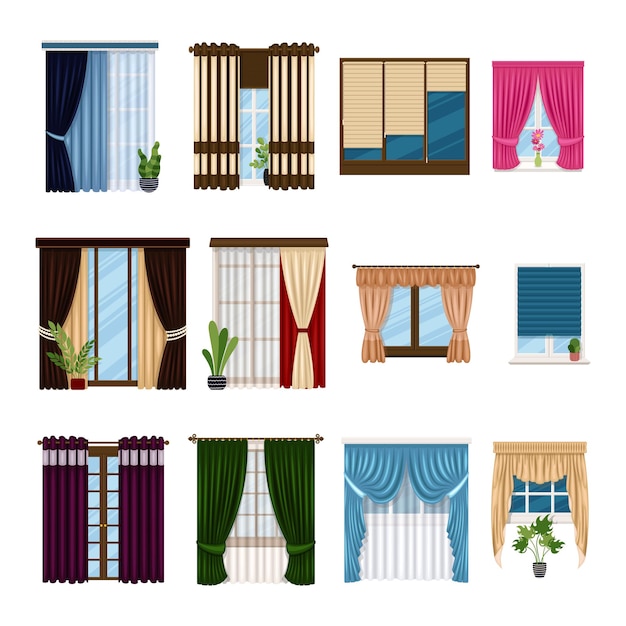 Шторы, шторы, подвязки и другие веб-иконки в мультяшном стиле, текстиль, мебель, лук, иконки ...