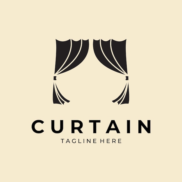 Curtains vintage logo vector template design minimalist