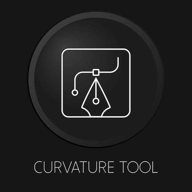 Curvature tool minimal vector line icon on 3d button isolated on black background premium vectorxa