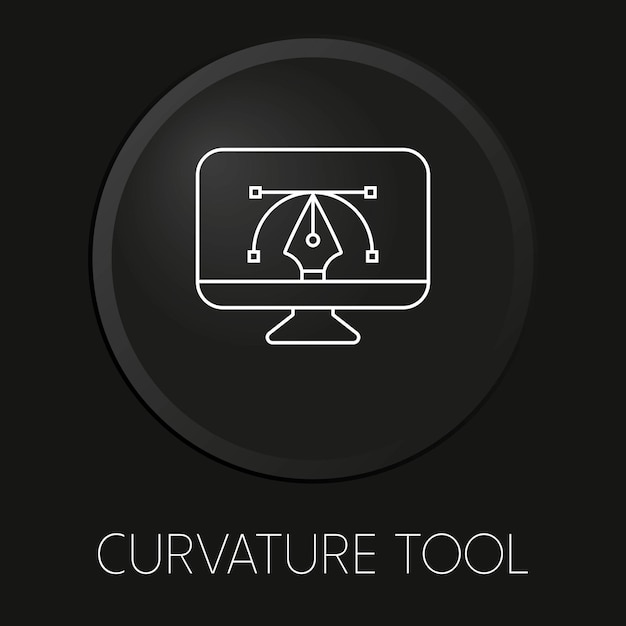 Vector curvature tool minimal vector line icon on 3d button isolated on black background premium vectorxa