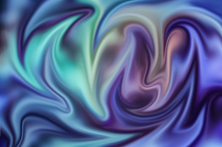 Vector curve dynamic fluid liquid shiny fabric texture iridescent holographic color background