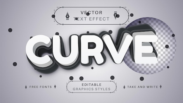 Vector curve editable text effect font style