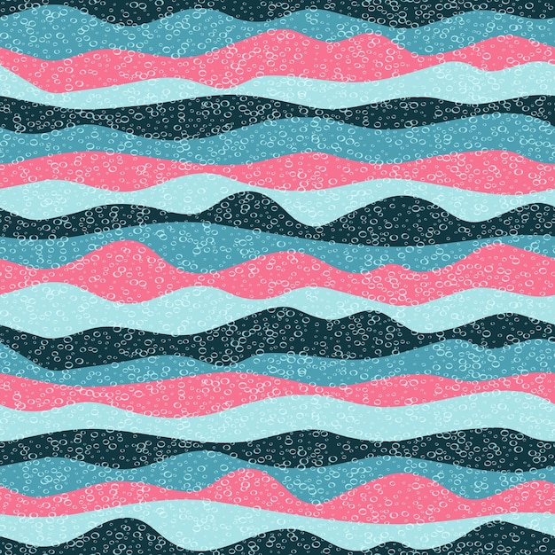 Curve multicolor wave stripes flow vector seamless pattern