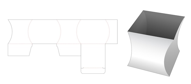 Curve vierkante briefpapier doos gestanst sjabloon