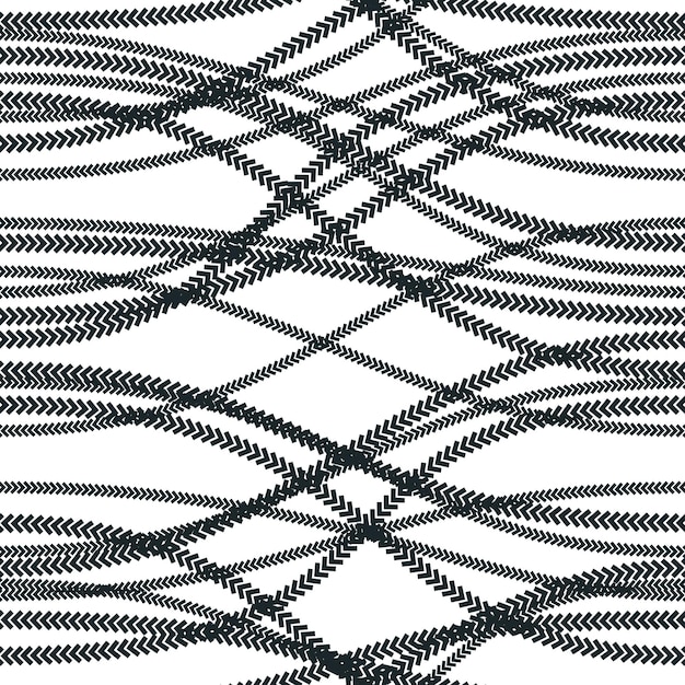 Vector curve wavy lines seamless pattern, vector repeat endless background, tangled stripes trendy tiling wallpaper motif. usable for fabric, wallpaper, wrapping, web and print. single color, black and white