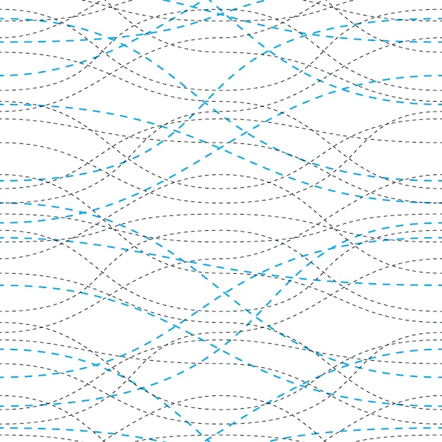 Кривые волнистые линии бесшовный узор, вектор повторяется бесконечный фон, запутанные полосы модные мозаичные обои мотив. Используется для ткани, обоев, обертывания, паутины и печати.