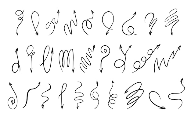 curved arrows collection on white background