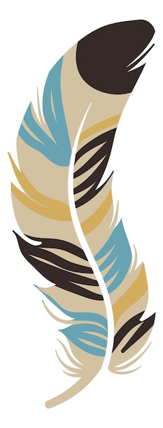 ベクトル 白い背景に分離された浮遊鳥要素を飛んでいる湾曲した色の羽