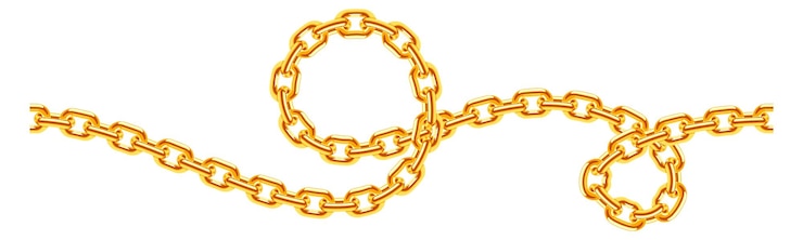 Vector curved golden chain seamless border decorative jewelry