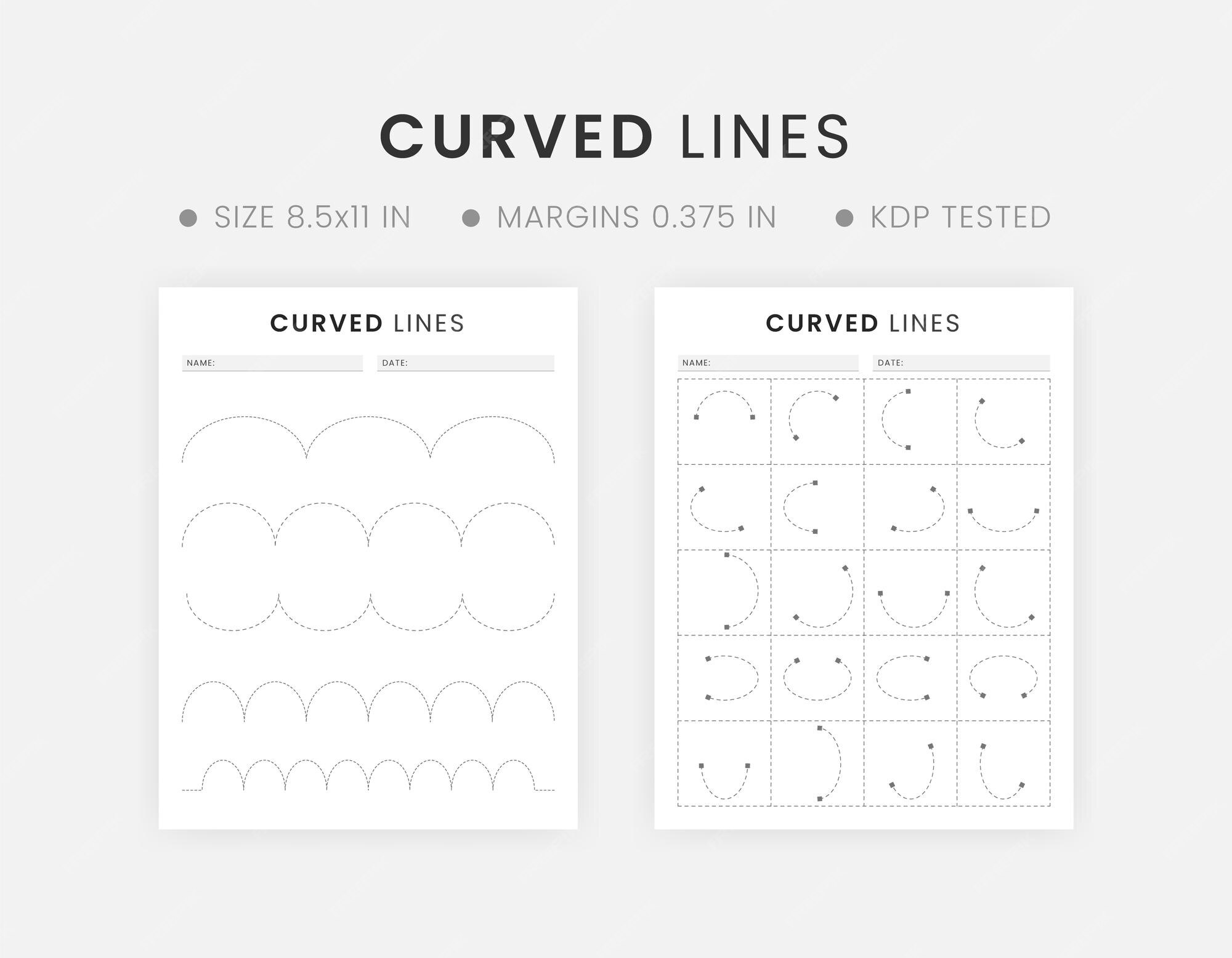 Premium Vector Curved Line Worksheet for Preschool Printable Tracing