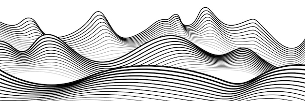 Curved lines, imitation of mountain ranges, vector background, minimalism