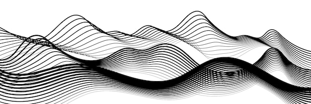 Curved lines, imitation of mountain ranges, vector background, minimalism