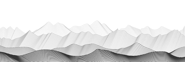 Curved lines, imitation of mountain ranges, vector background, minimalism