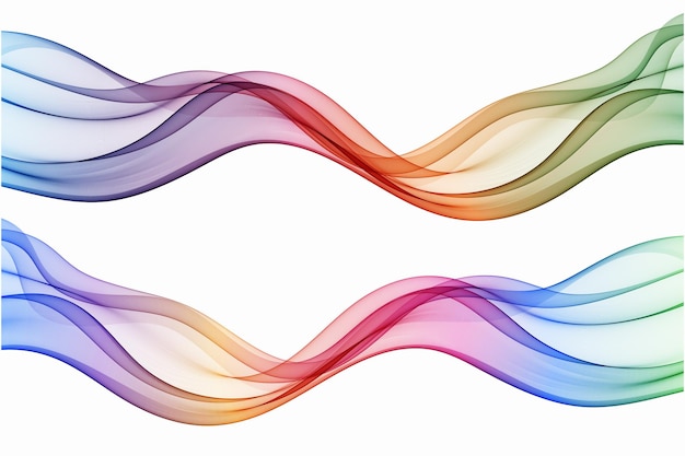 Vector curved lines in rainbow colors abstract wavy transparent wave flow