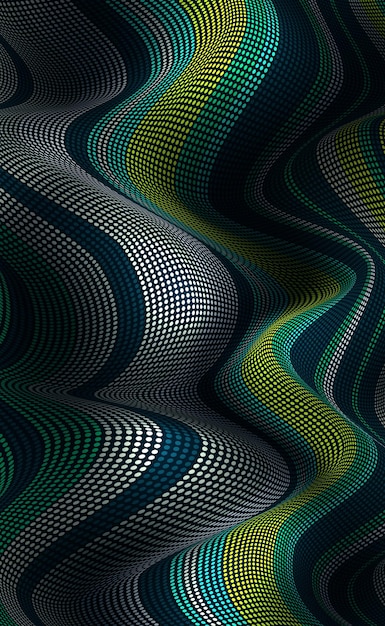 Curved lines vector illustration of curved rays of different colors on a dark background