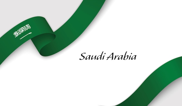 curved ribbon with fllag of saudi arabia on white background